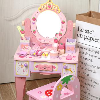 360Home Rosa Erdbeer Krone Kinderschminktisch Kinderfrisiertisch